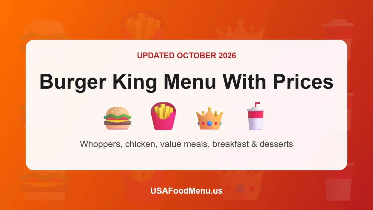 Burger King menu with prices