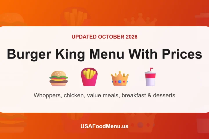 Burger King menu with prices