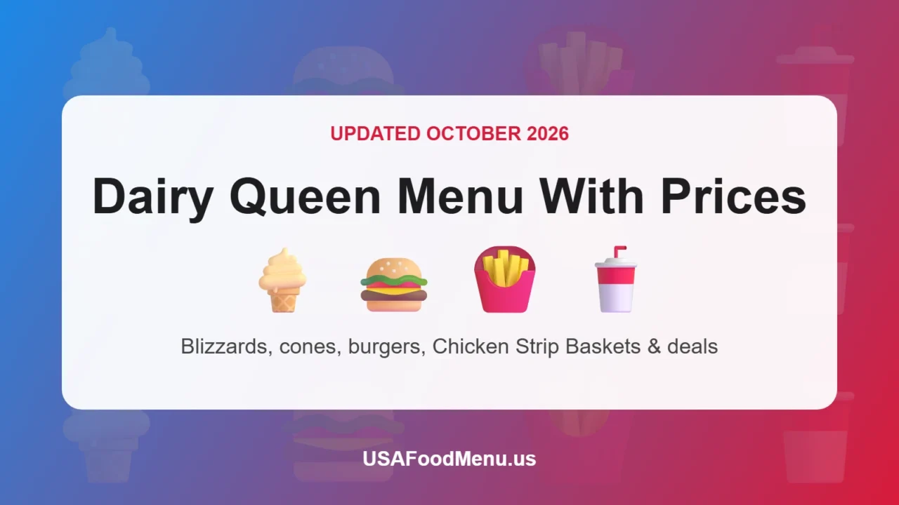 Dairy Queen menu with prices