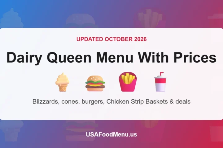 Dairy Queen menu with prices