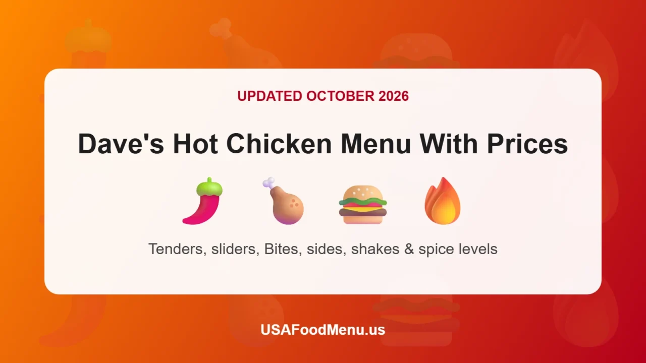 Dave's Hot Chicken menu with prices