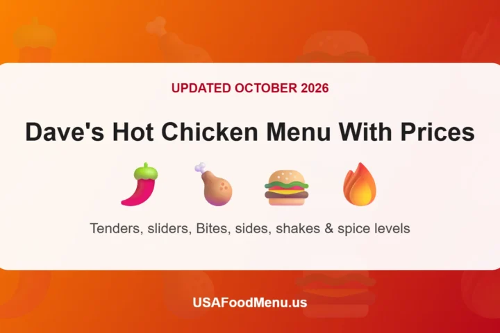 Dave's Hot Chicken menu with prices