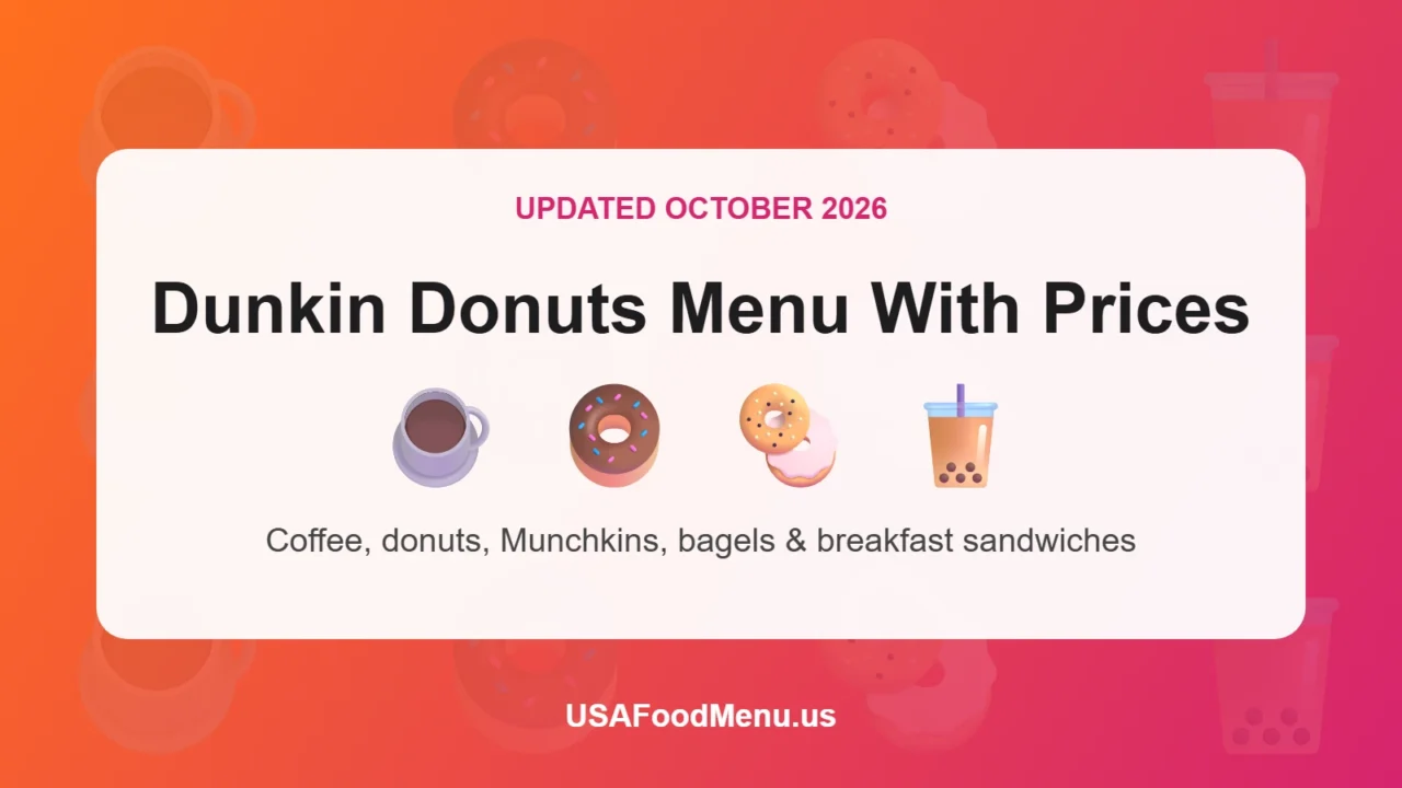 Dunkin Donuts menu with prices