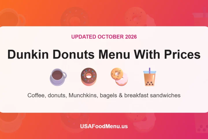 Dunkin Donuts menu with prices