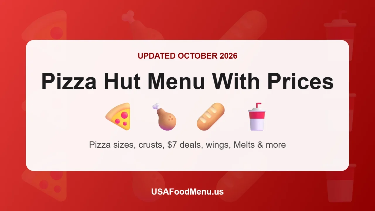 Pizza Hut menu with prices