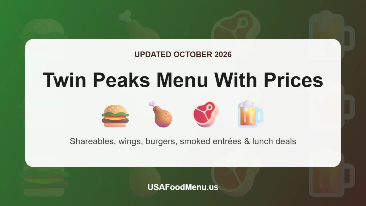Twin Peaks menu with prices