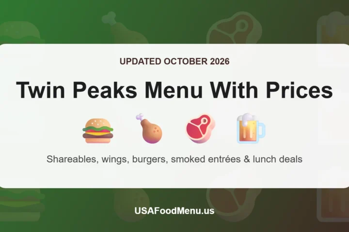 Twin Peaks menu with prices