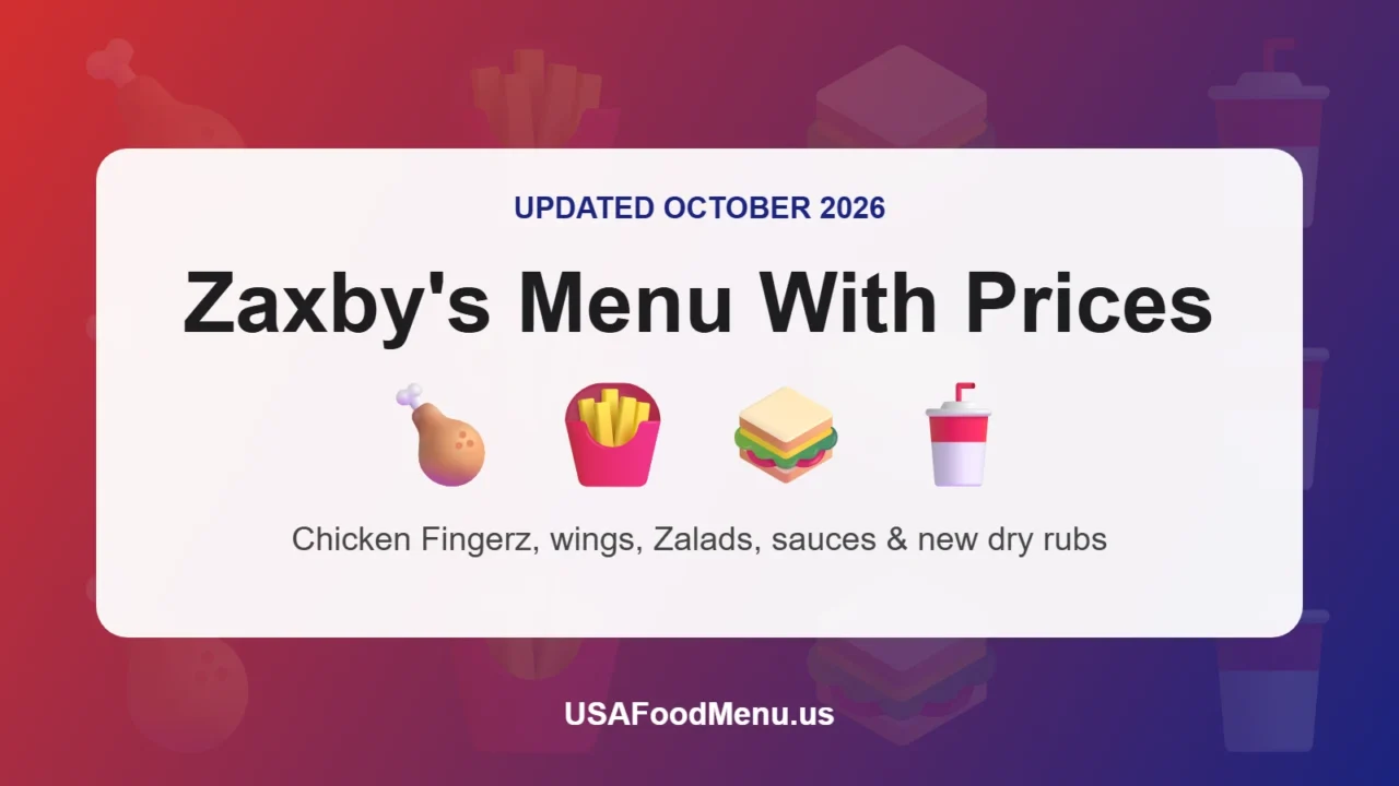 Zaxby's menu with prices