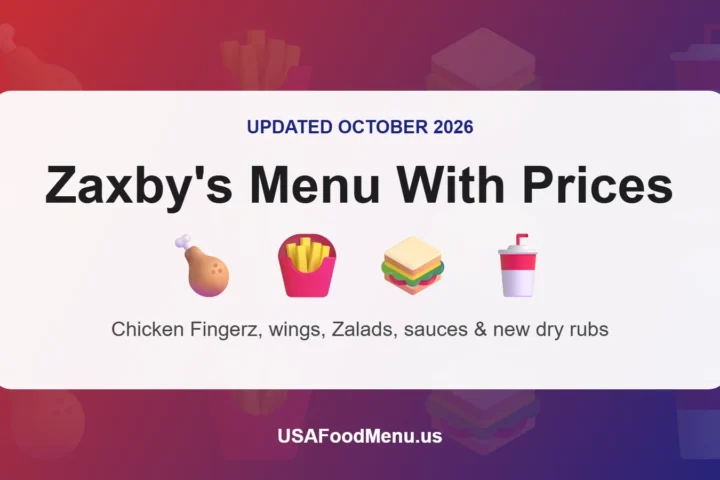 Zaxby's menu with prices